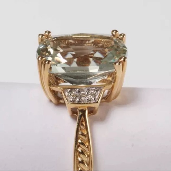 Gorgeous Natural 5.5 CT Prasiolite & Diamonds Michael Valitutti 14K Ring Size 8 - Picture 13 of 16